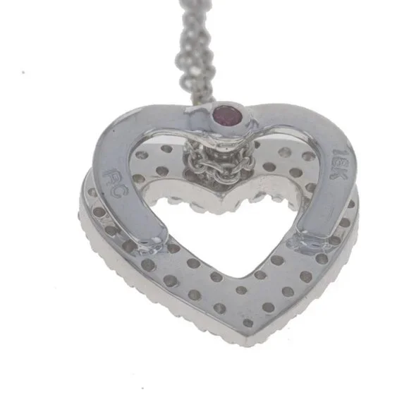 Roberto Coin Diamond Heart Necklace - White Gold 18k Rnd